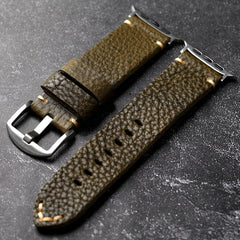 LoofFitU™ ArmyGreen Pebbled Leather Strap For Apple Watch