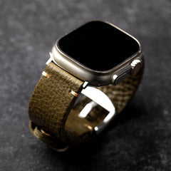 LoofFitU™ ArmyGreen Pebbled Leather Strap For Apple Watch