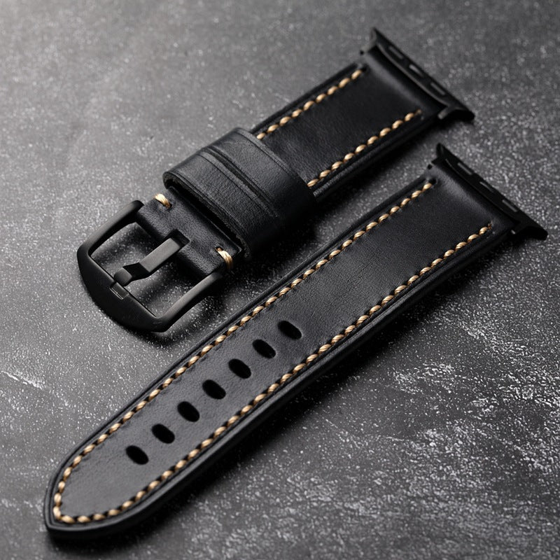 LoofFitU™ Black Stitched Leather Strap