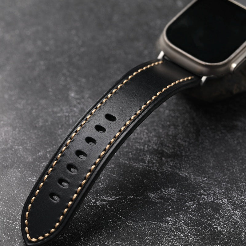 LoofFitU™ Black Stitched Leather Strap