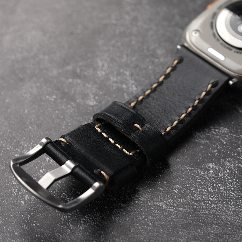 LoofFitU™ Black Stitched Leather Strap
