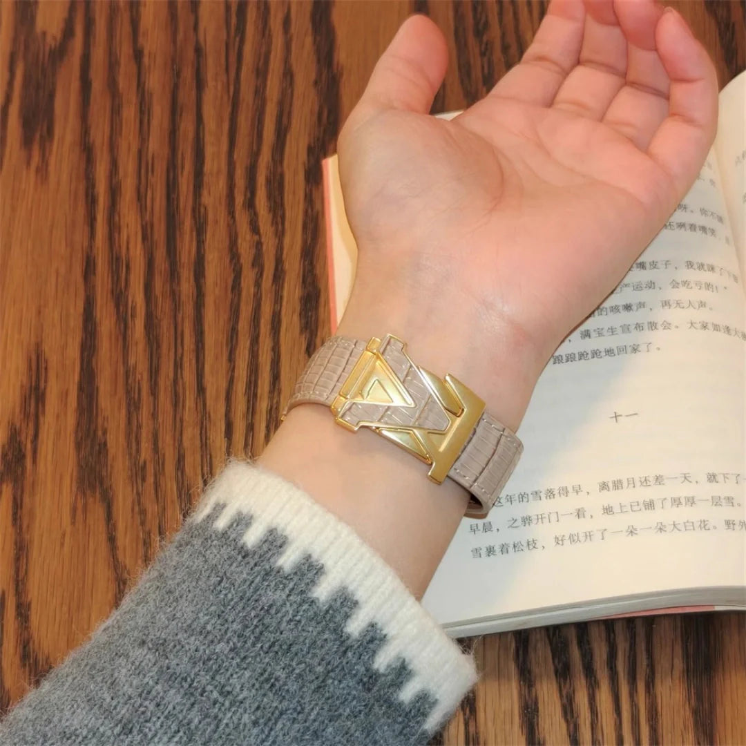 V-Clasp Leather Band