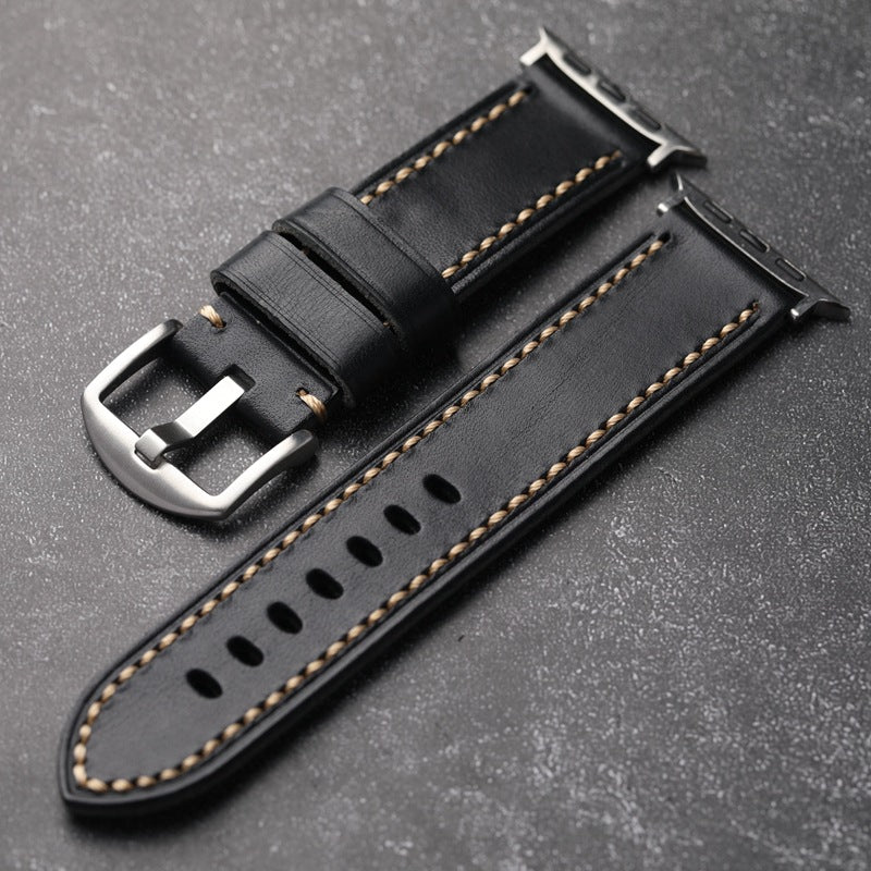 LoofFitU™ Black Stitched Leather Strap
