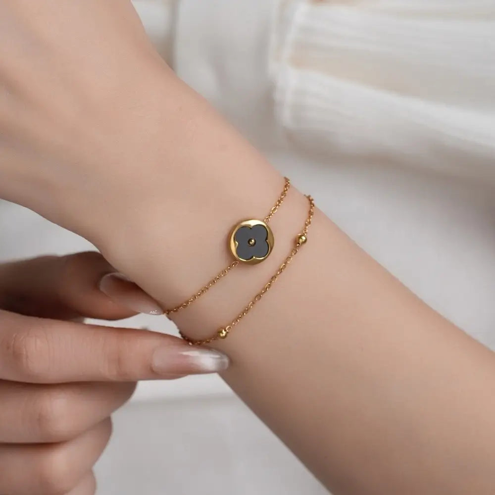 Floral Clover Charm Bracelet