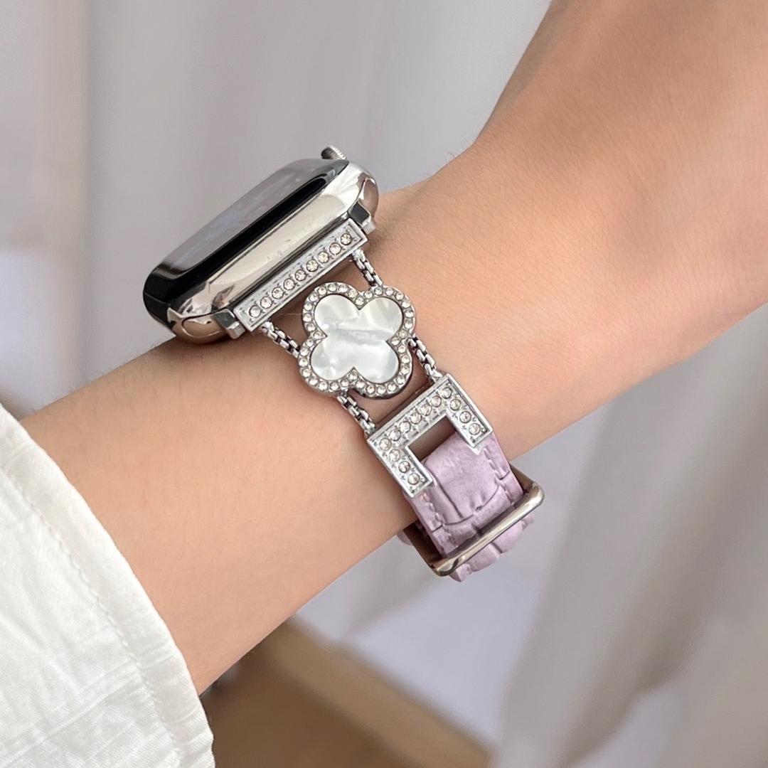 LoofFitU™ Diamond Clover Alligator Leather Strap – Shine Bright with Luxury and Style