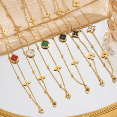 Floral Clover Charm Bracelet