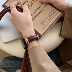 LoofFitU™ Retro Leather Metal Band – Vintage Elegance with a Modern Twist