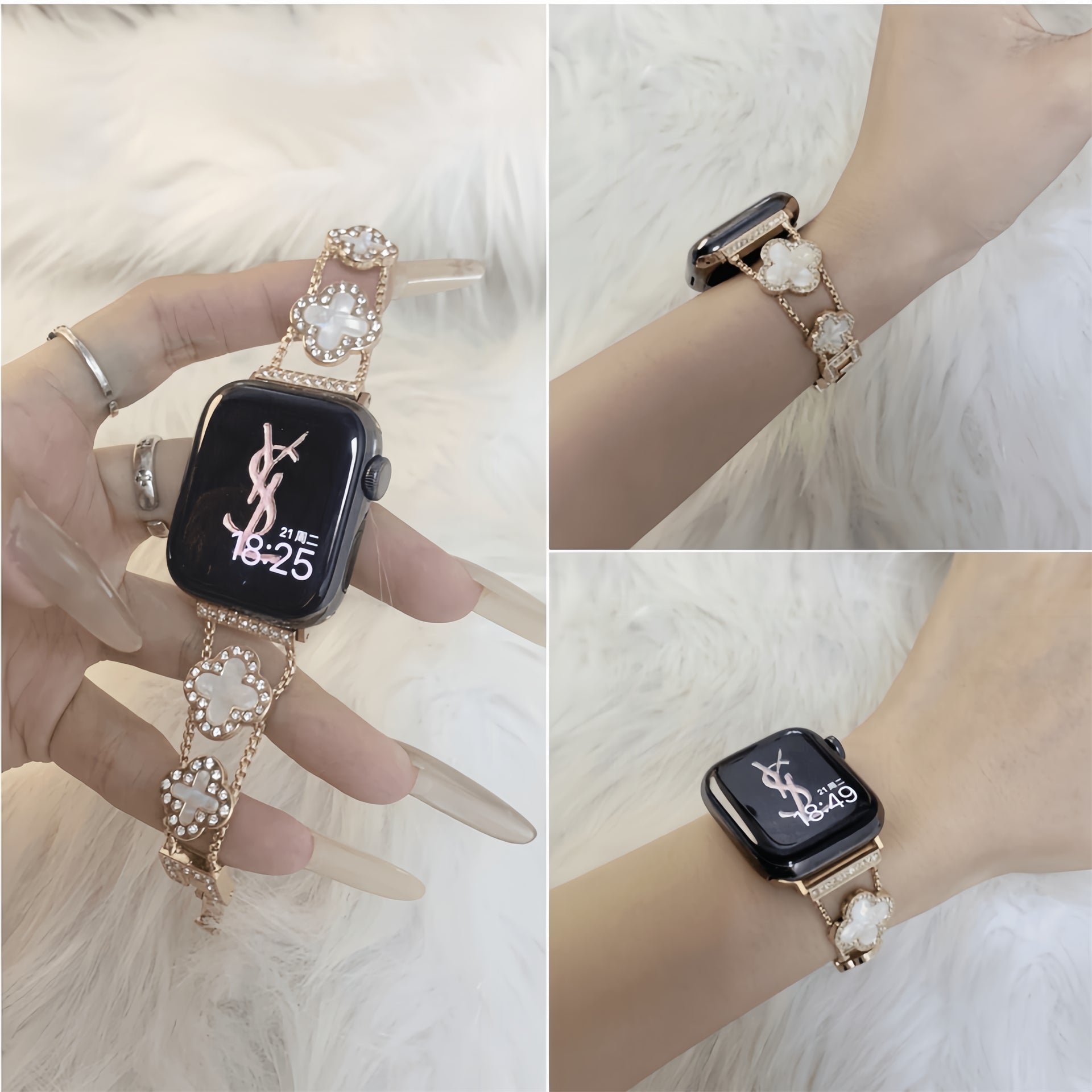 LoofFitU™ Clover Luxe Metal Band – Sparkle with Every Move