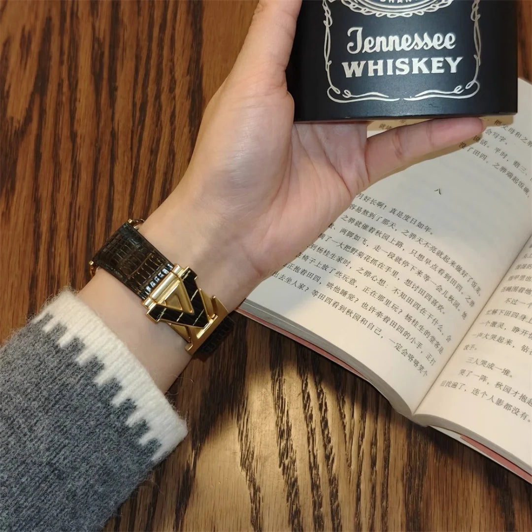 V-Clasp Leather Band