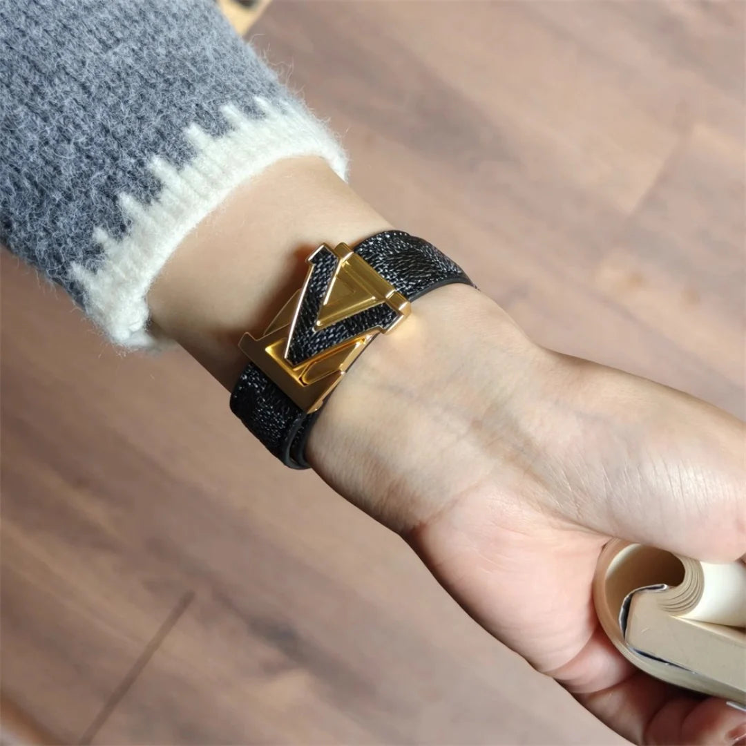 V-Clasp Leather Band