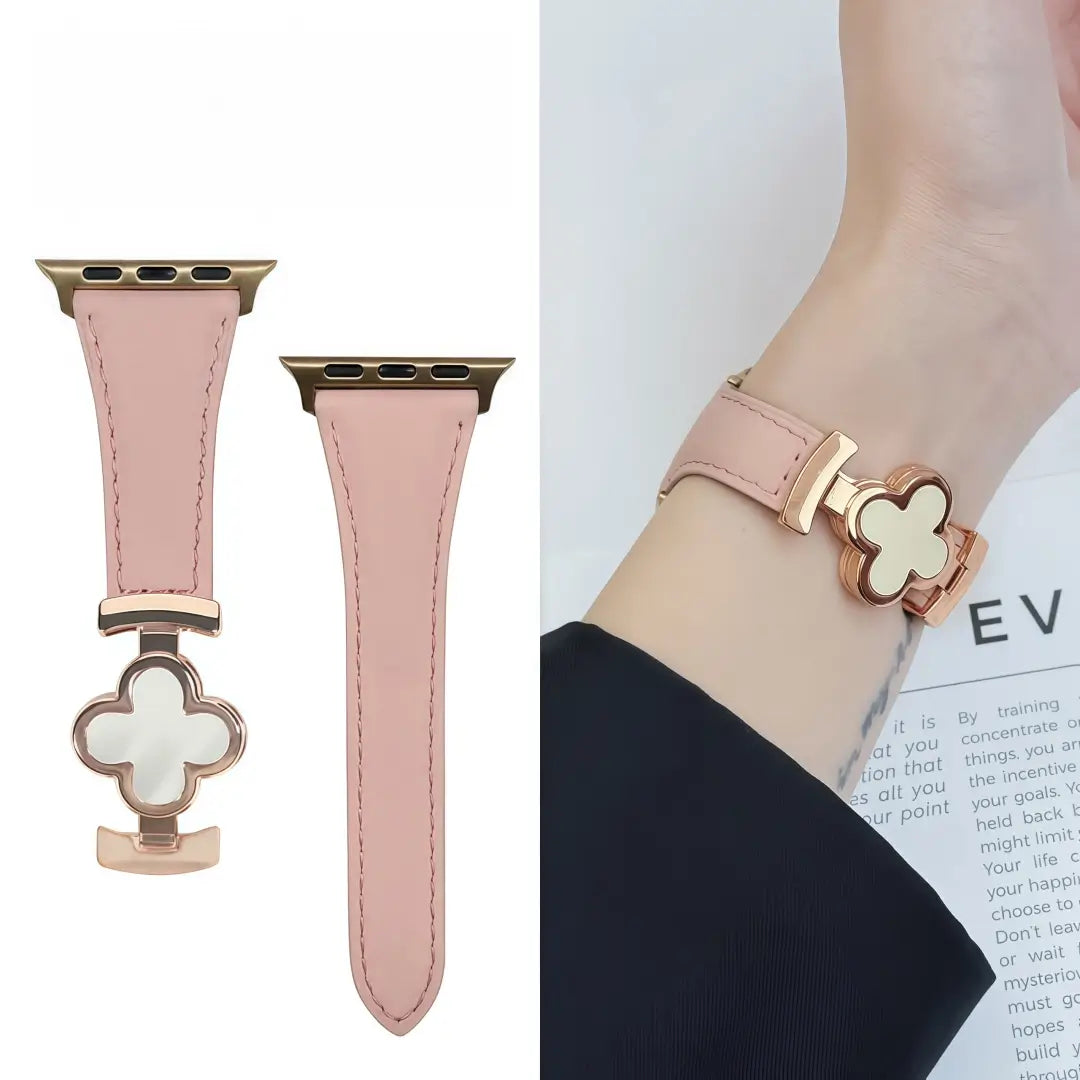 Lucky Flower Leather Strap For Apple Watch