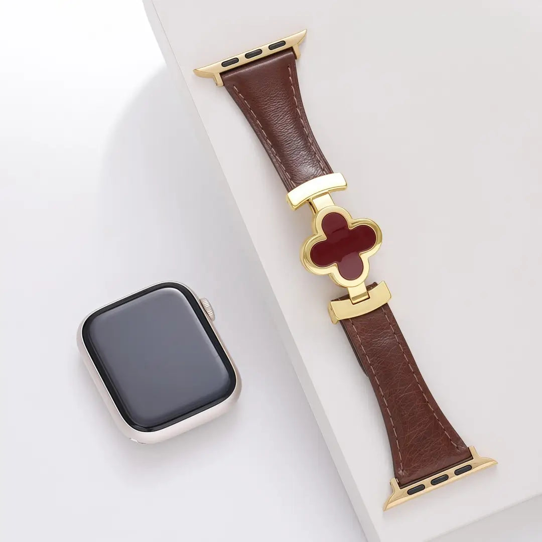 Lucky Flower Leather Strap For Apple Watch
