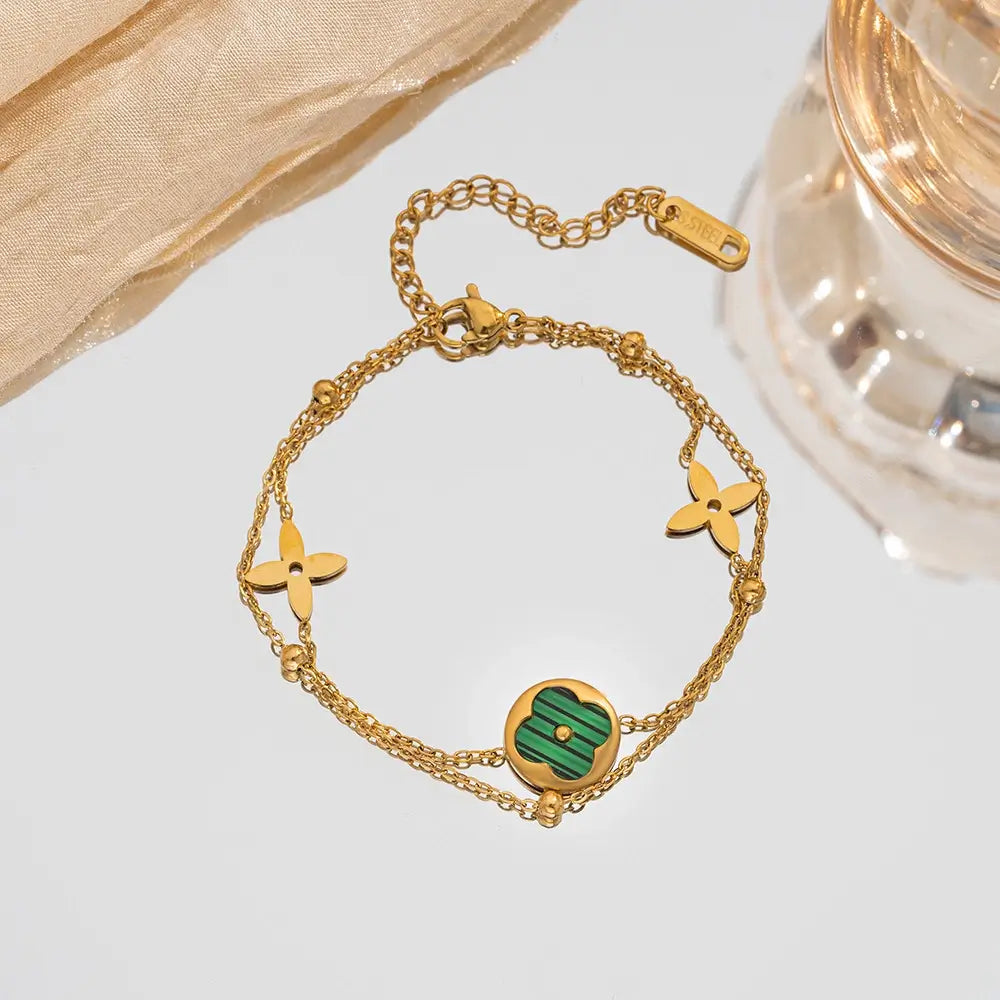 Floral Clover Charm Bracelet