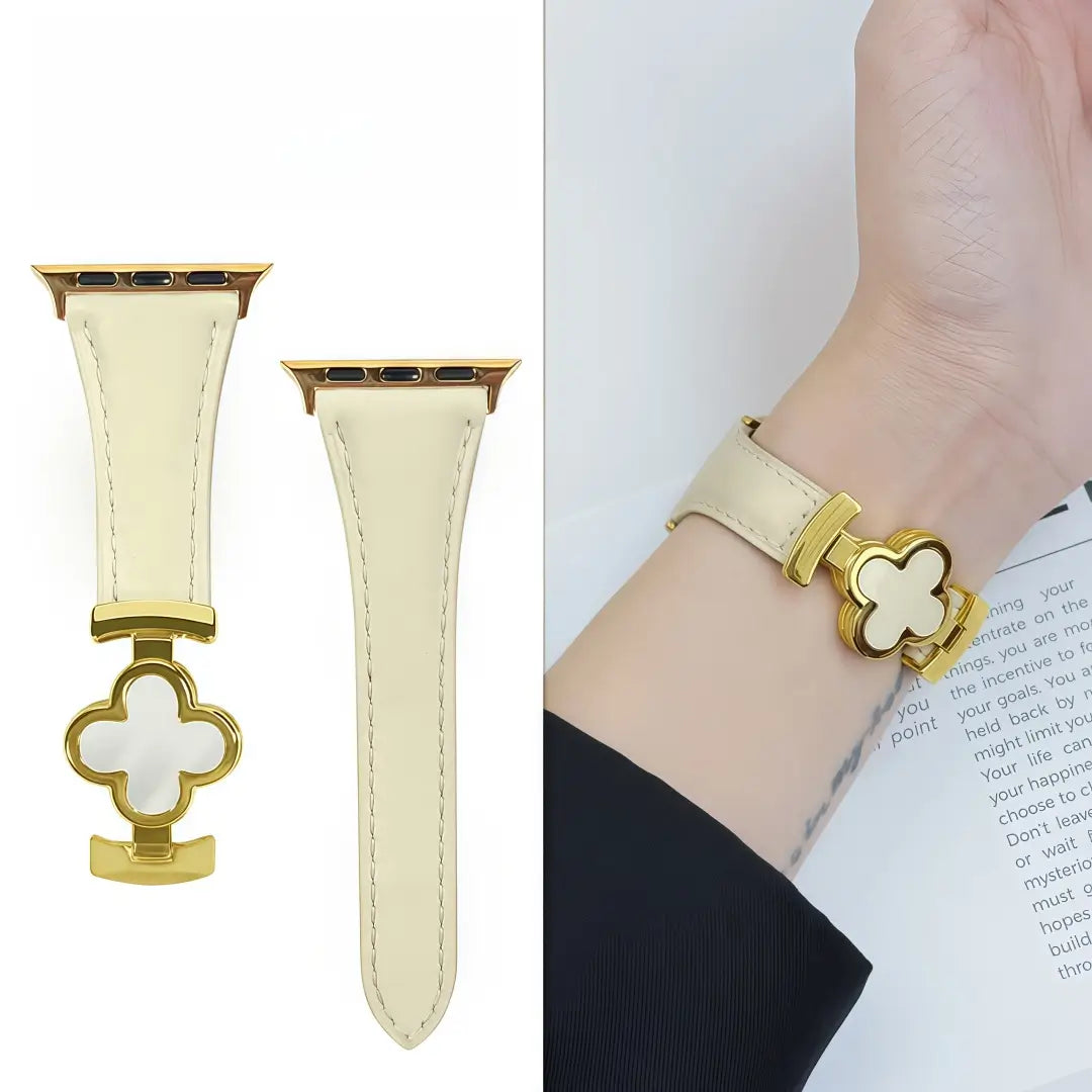 Lucky Flower Leather Strap For Apple Watch