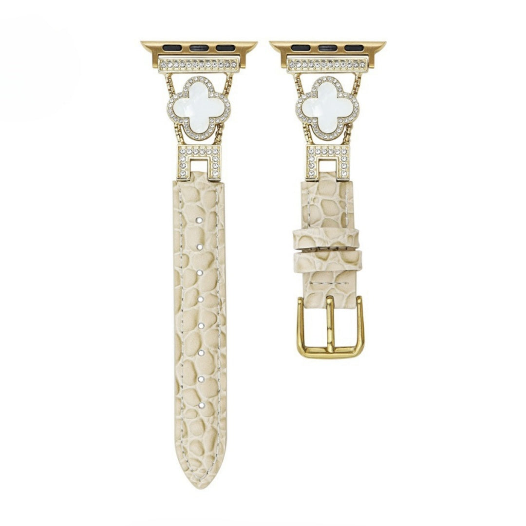 LoofFitU™ Diamond Clover Alligator Leather Strap – Shine Bright with Luxury and Style