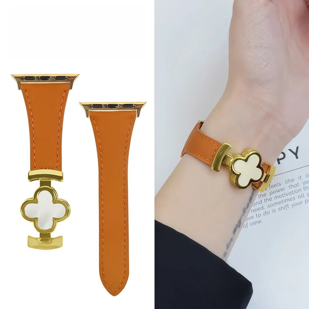 Lucky Flower Leather Strap For Apple Watch