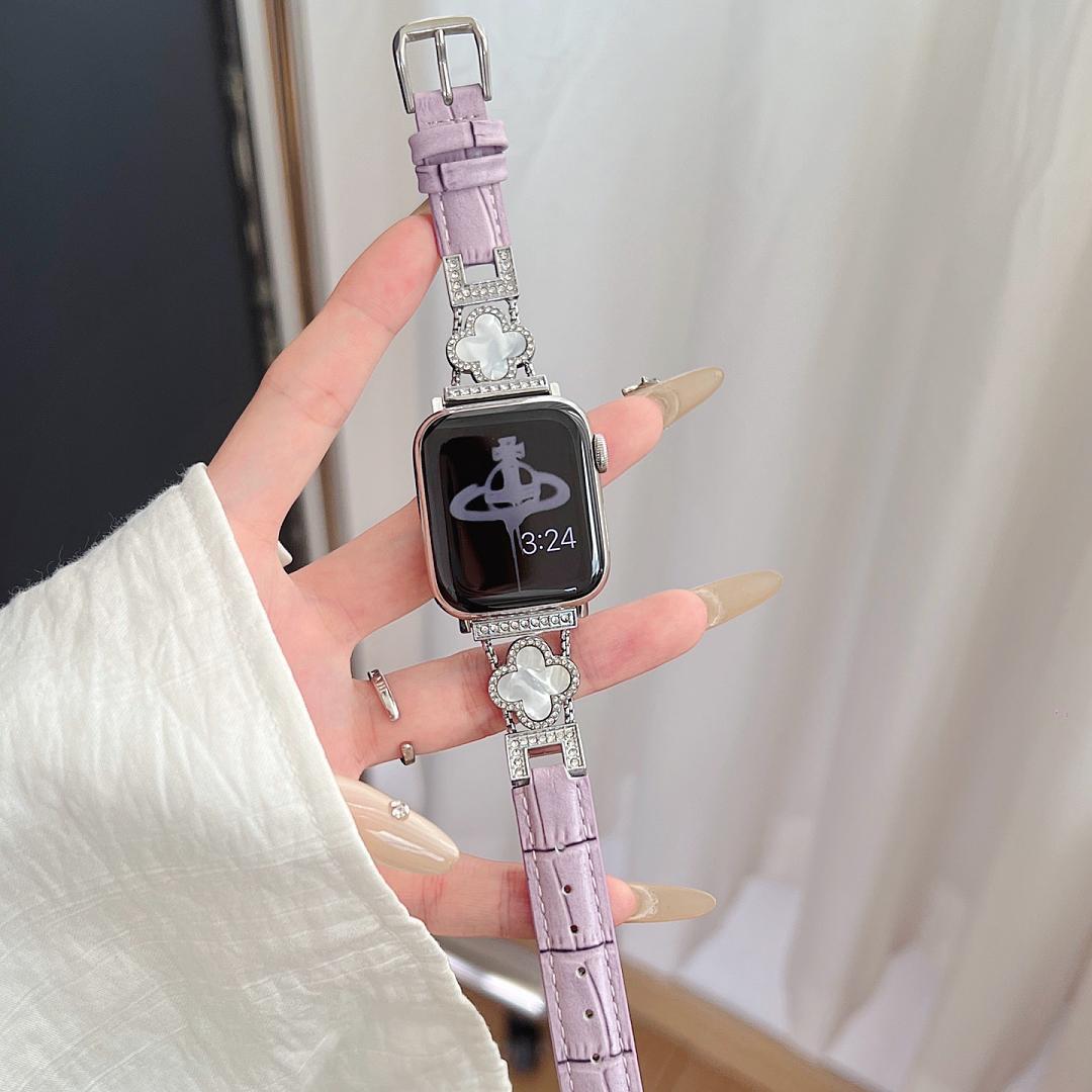 LoofFitU™ Diamond Clover Alligator Leather Strap – Shine Bright with Luxury and Style