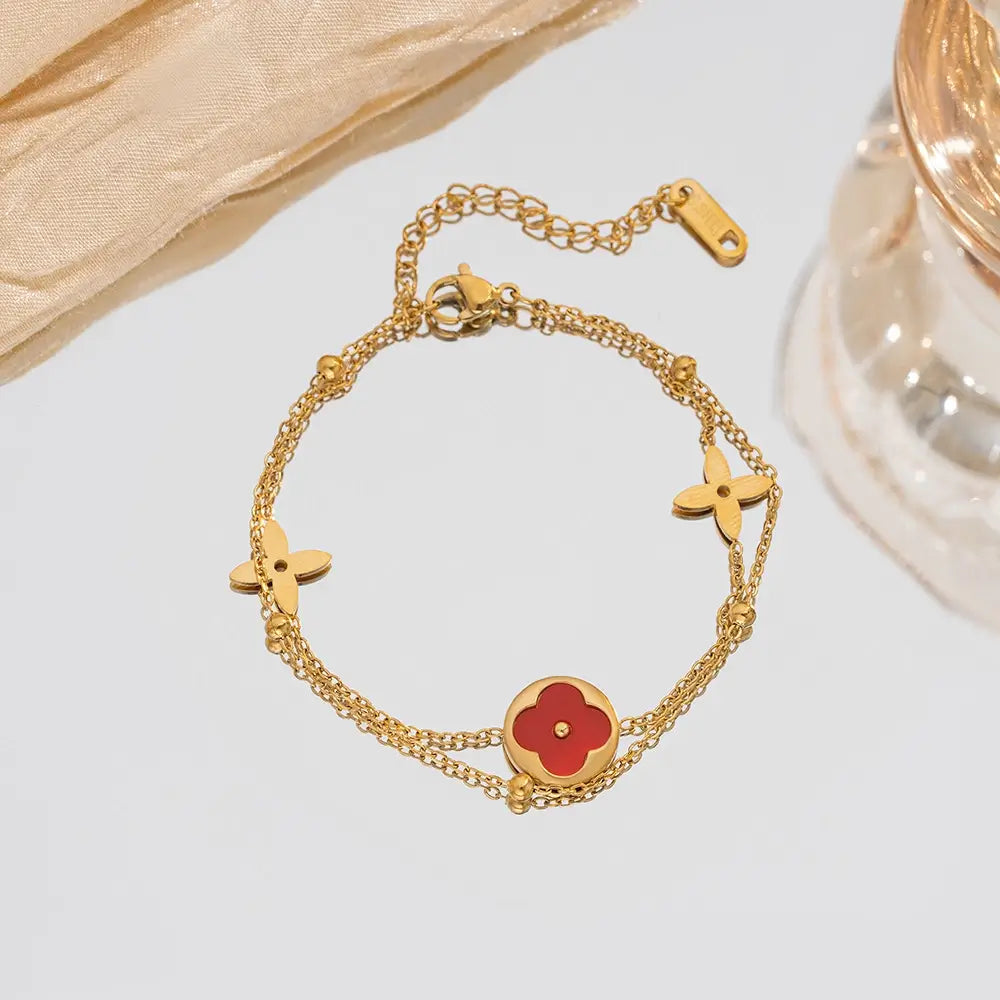 Floral Clover Charm Bracelet