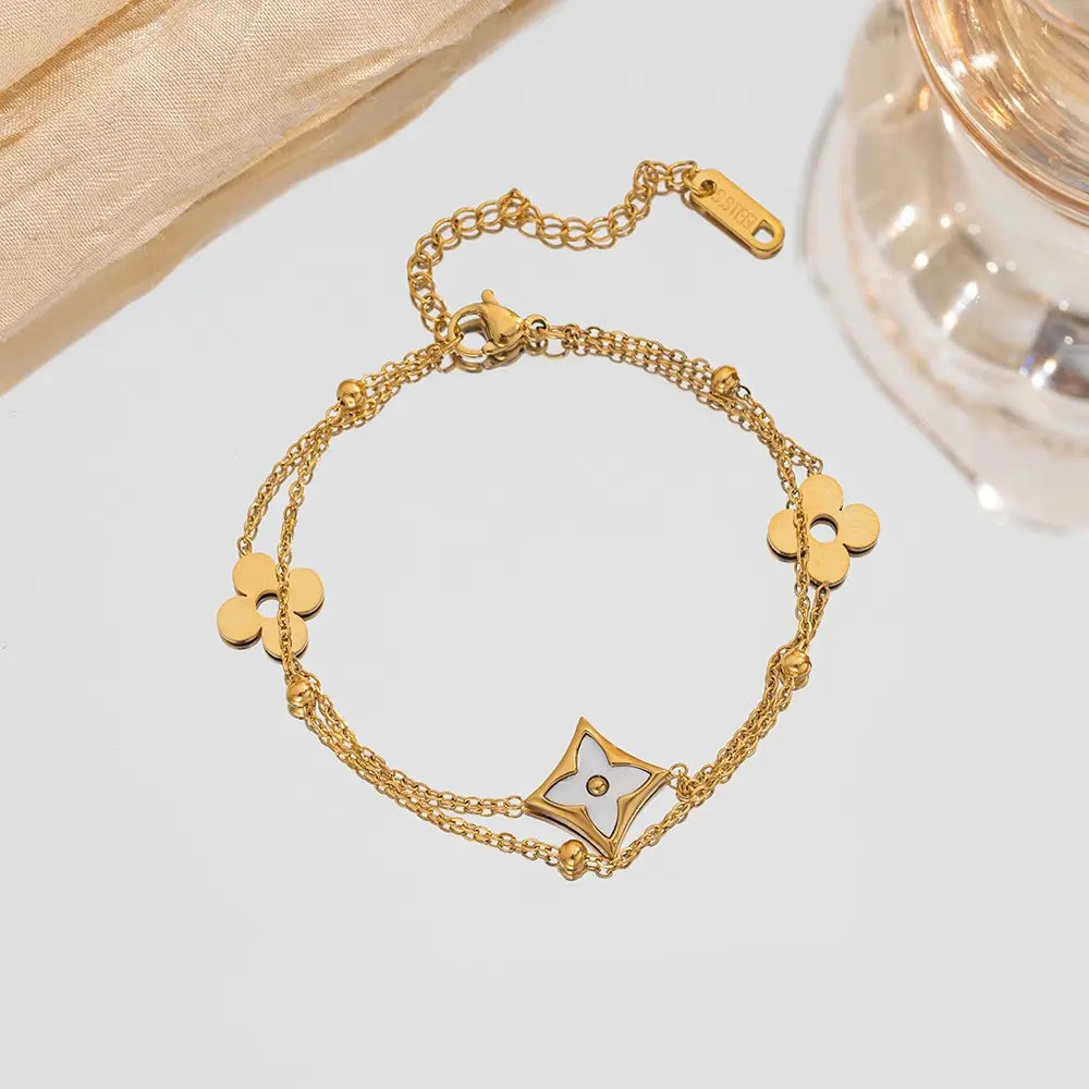 Floral Clover Charm Bracelet