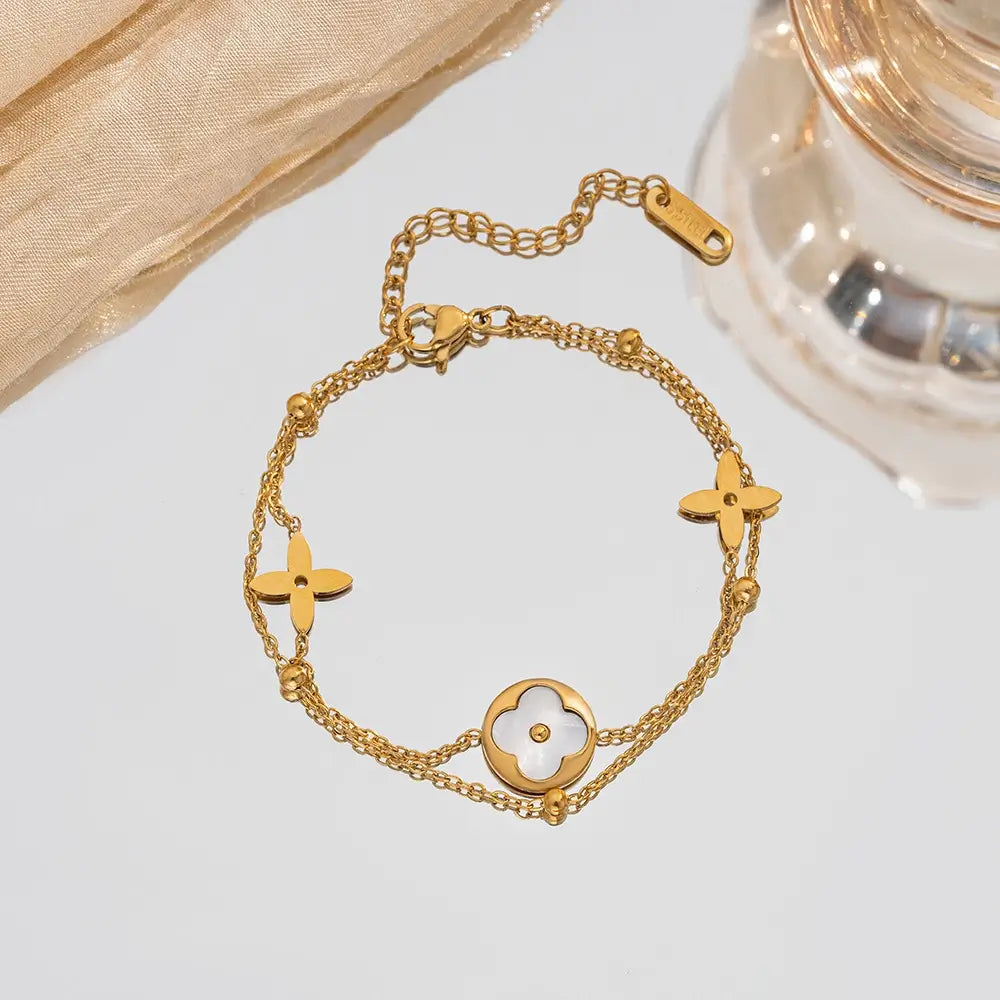 Floral Clover Charm Bracelet