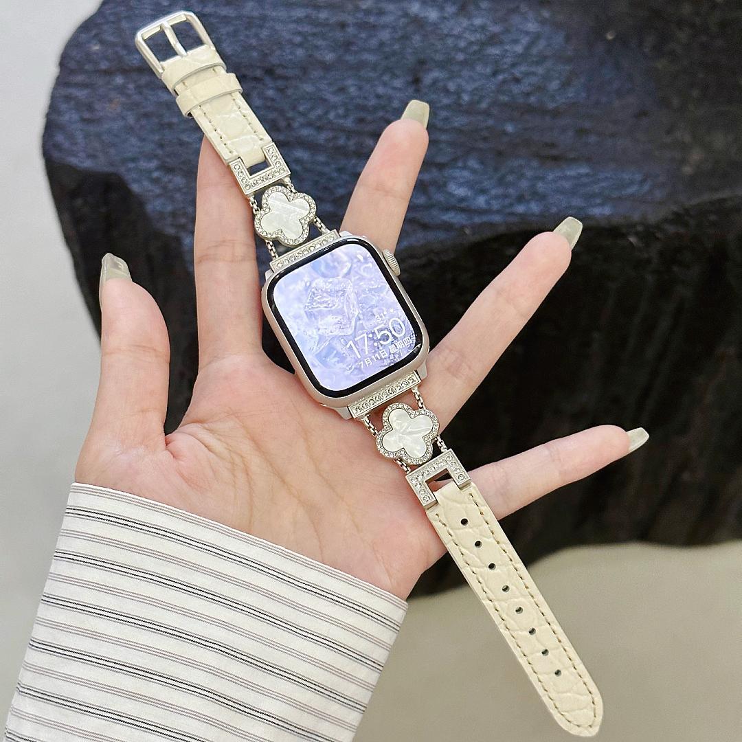 LoofFitU™ Diamond Clover Alligator Leather Strap – Shine Bright with Luxury and Style