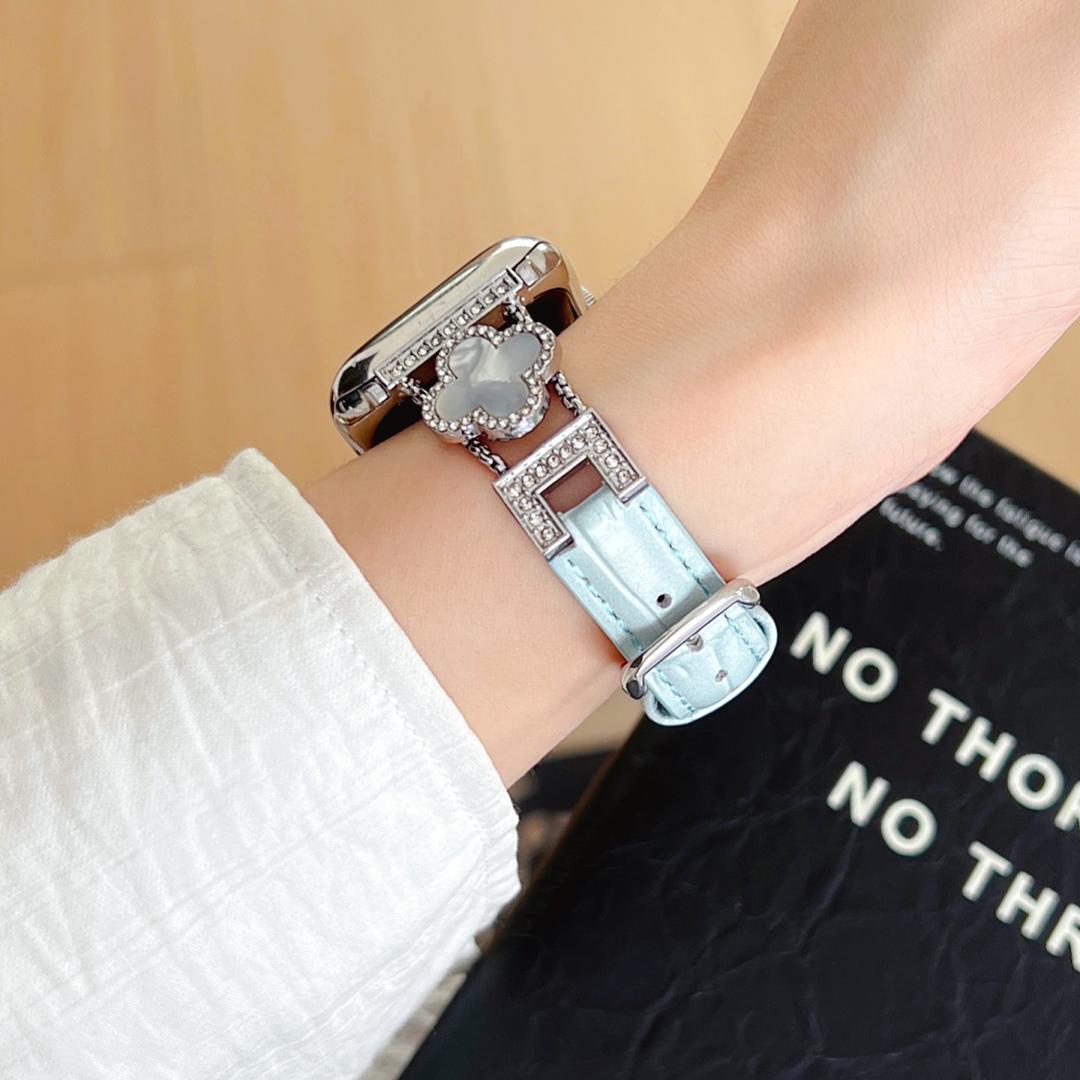 LoofFitU™ Diamond Clover Alligator Leather Strap – Shine Bright with Luxury and Style