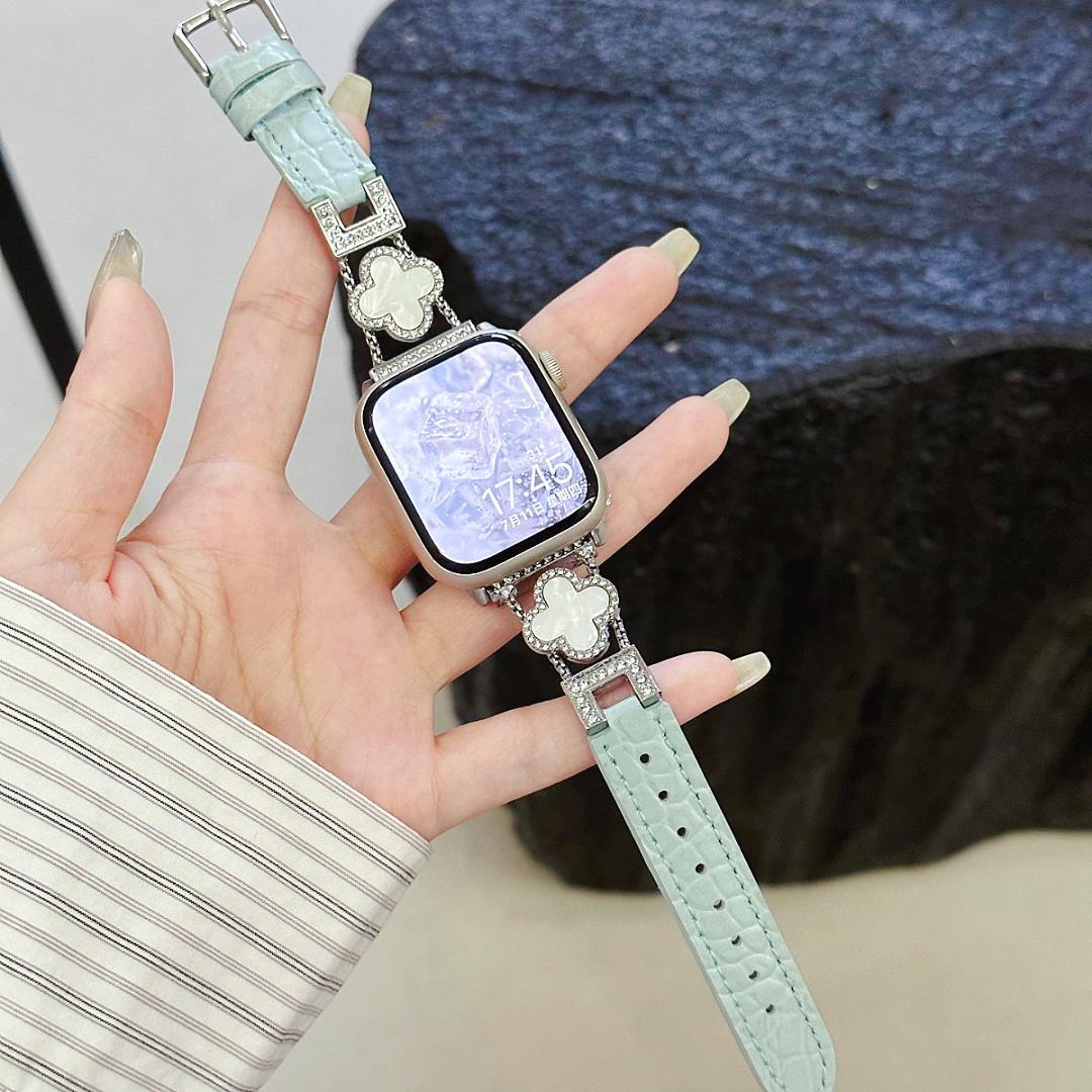 LoofFitU™ Diamond Clover Alligator Leather Strap – Shine Bright with Luxury and Style