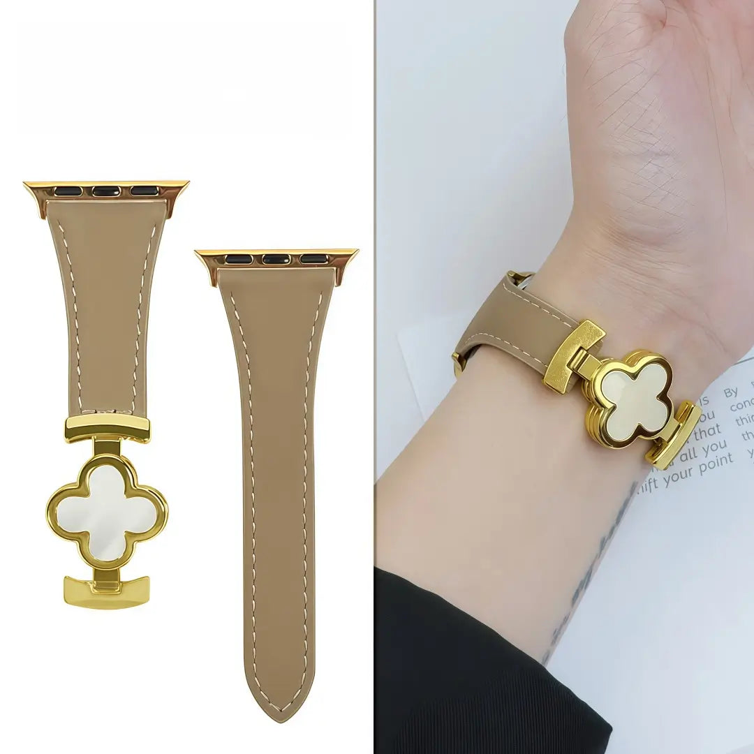 Lucky Flower Leather Strap For Apple Watch