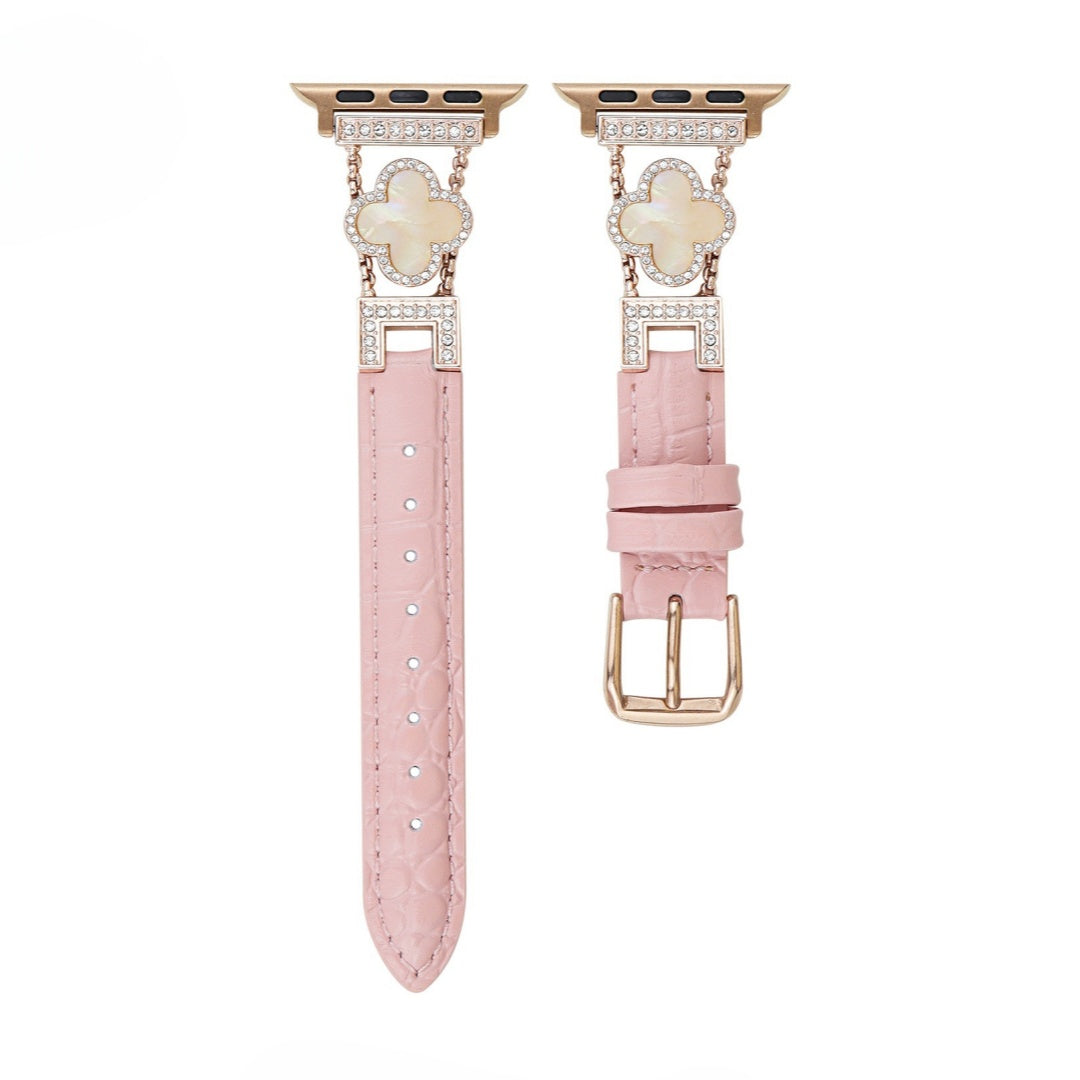 LoofFitU™ Diamond Clover Alligator Leather Strap – Shine Bright with Luxury and Style