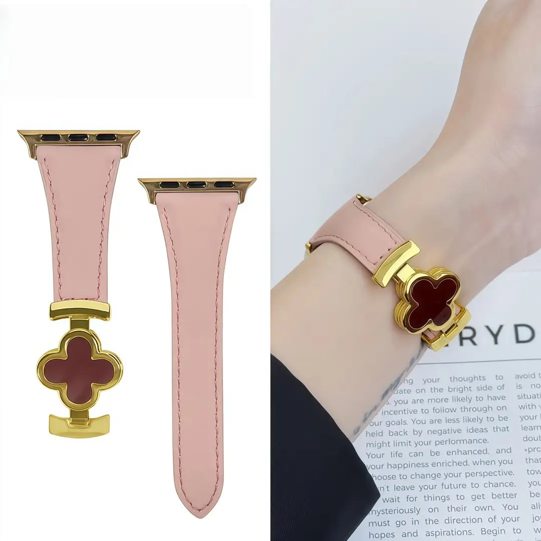 Lucky Flower Leather Strap For Apple Watch
