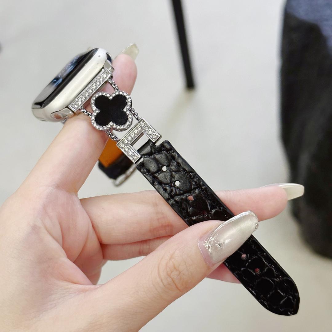 LoofFitU™ Diamond Clover Alligator Leather Strap – Shine Bright with Luxury and Style