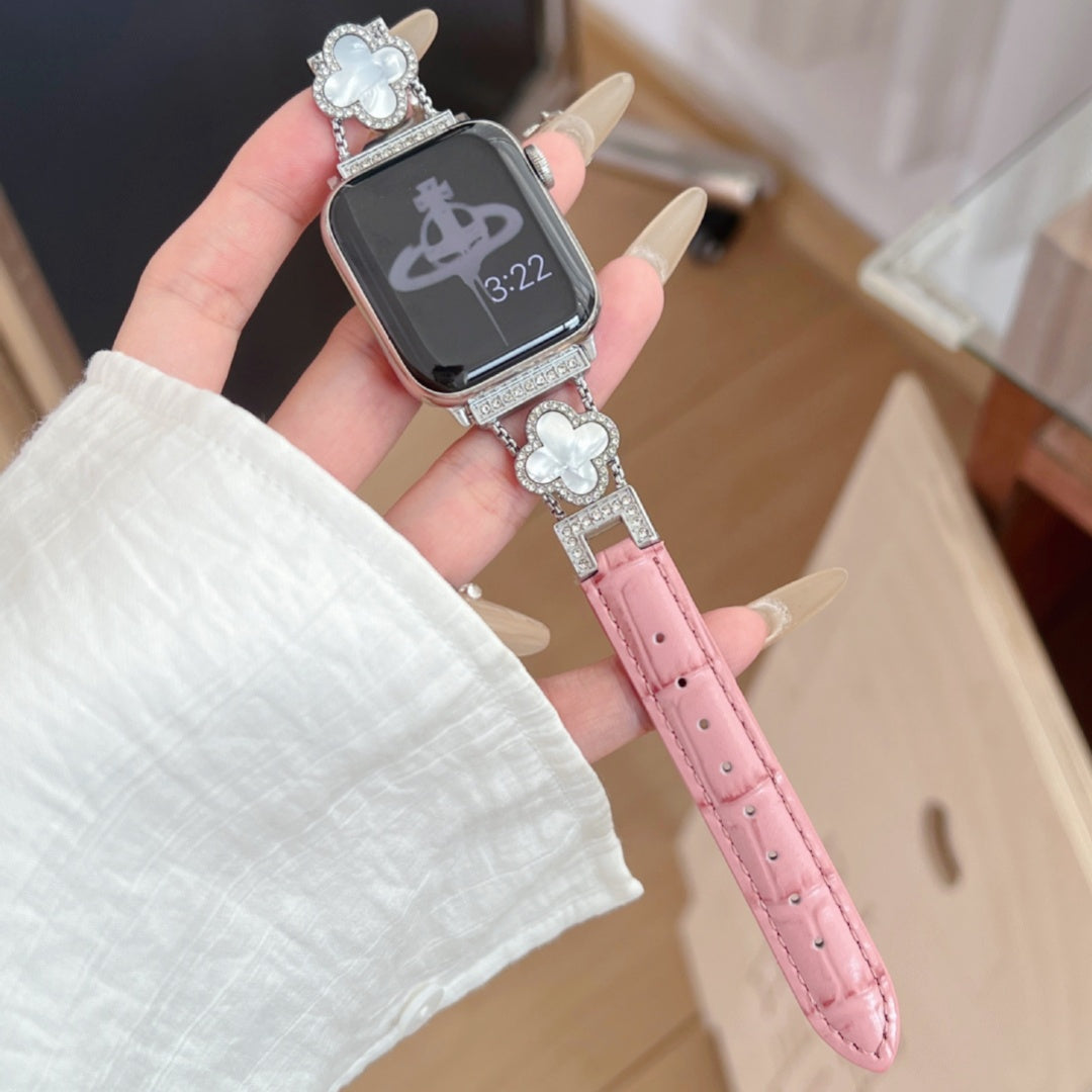 LoofFitU™ Diamond Clover Alligator Leather Strap – Shine Bright with Luxury and Style